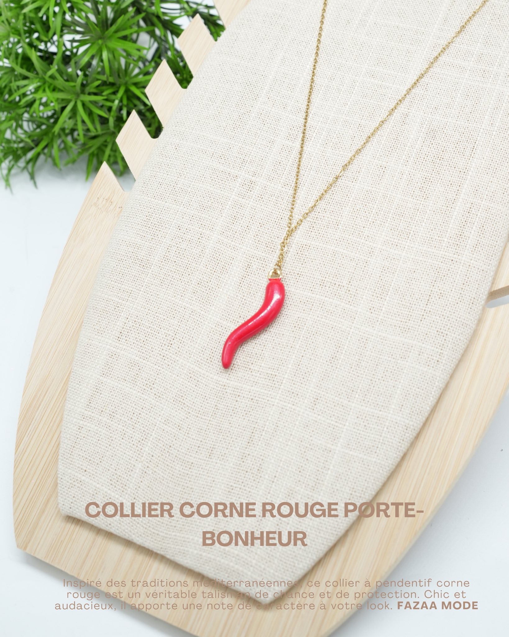 Collier corne rouge