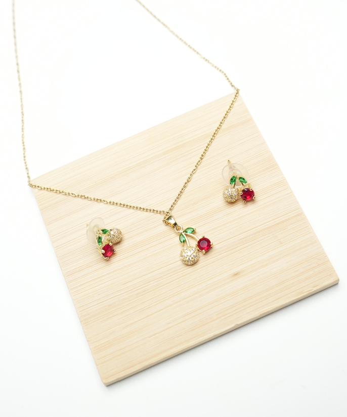 Pack Cherry Up – Collier & Boucles d’Oreilles