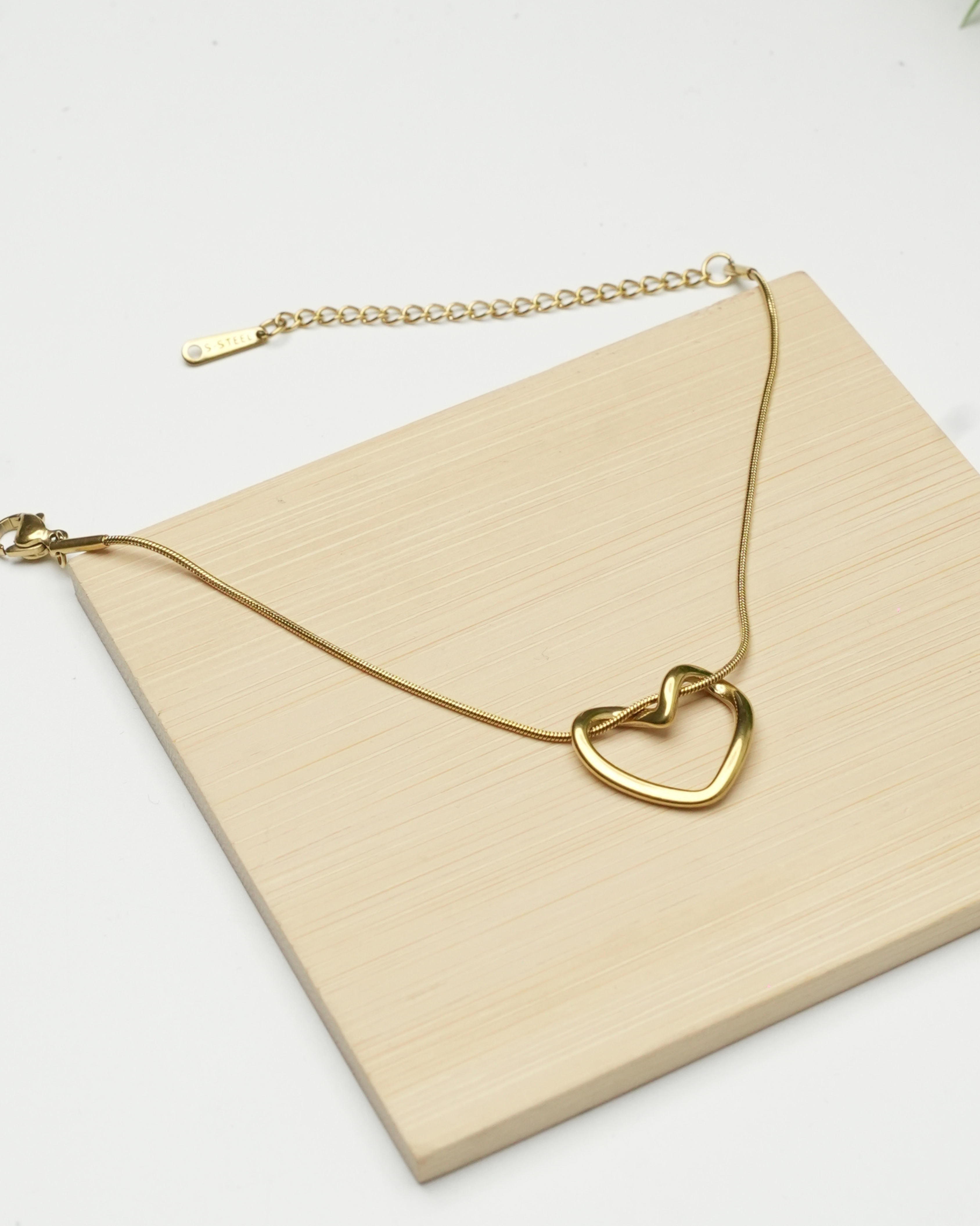 Bracelet inoxydable coeur d'or