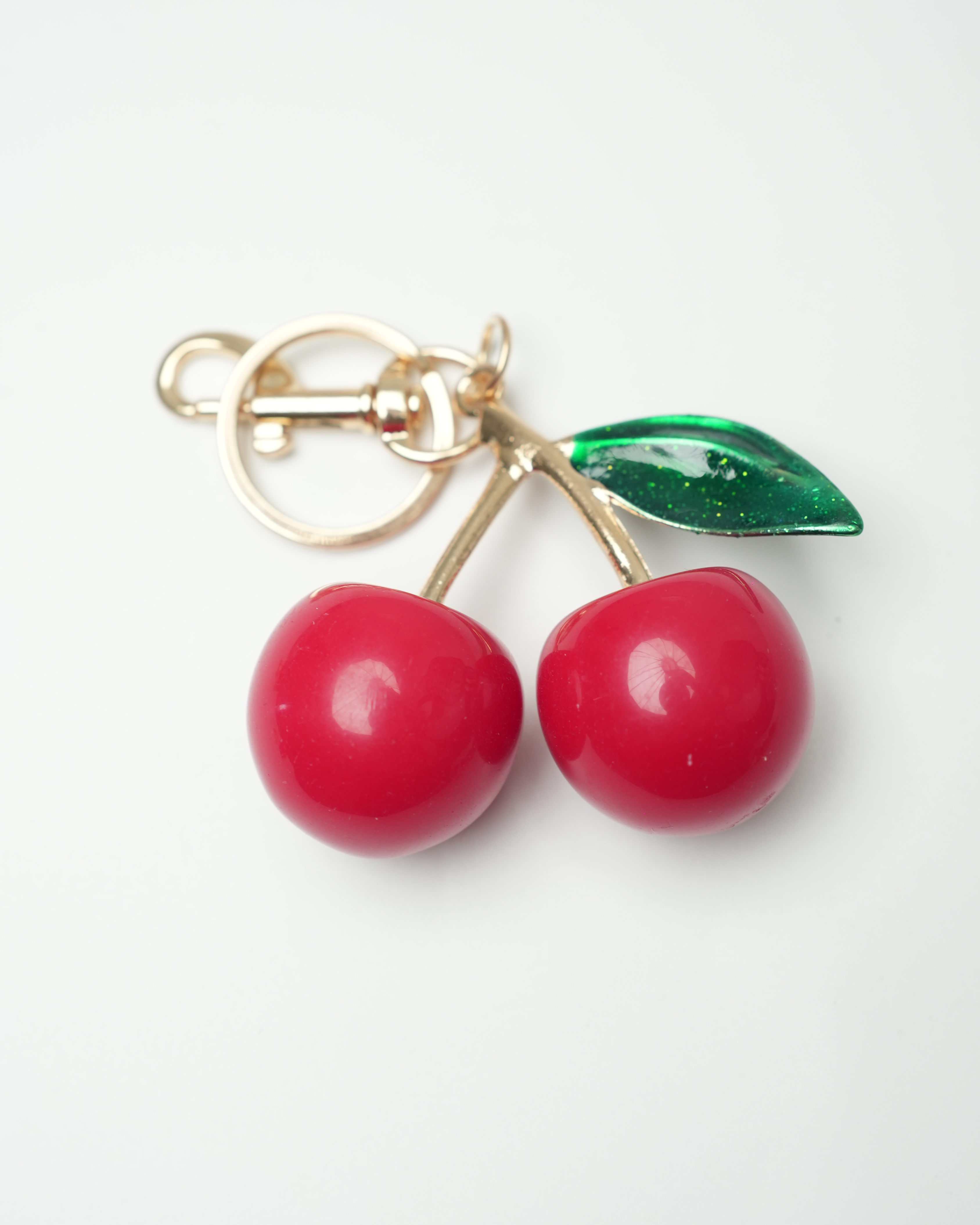 Porte-clés Cerises – Rouge Vif & Feuille Verte